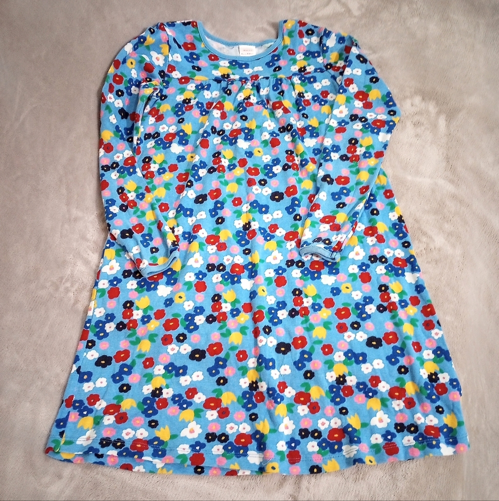 Girls Hanna Andersson Blue Floral Organic Cotton Dress 12